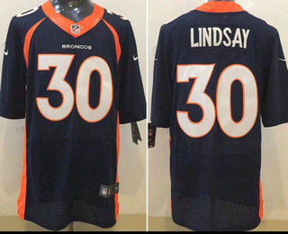 Men's Denver Broncos #30 Phillip Lindsay Navy Blue Alternate NFL Nike Elite Jersey