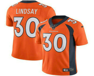 Men's Denver Broncos #30 Phillip Lindsay Orange 100th Season 2017 Vapor Untouchable Stitched NFL Nike Limited Jersey