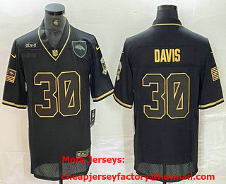 Men's Denver Broncos #30 Terrell Davis Black Gold 2020 Salute To Service Stitched NFL Nike Limited Jersey