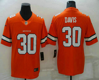 Men's Denver Broncos #30 Terrell Davis Orange 2018 Color Rush Stitched NFL Nike Limited Jersey