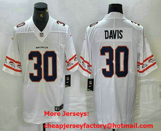 Men's Denver Broncos #30 Terrell Davis White 2019 NEW Team Logo Vapor Stitched Nike Limited Jersey