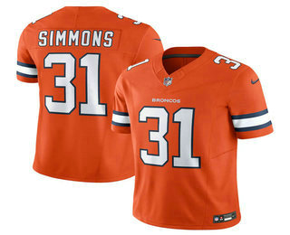Men's Denver Broncos #31 Justin Simmons Orange 2023 FUSE Vapor Stitched Jersey