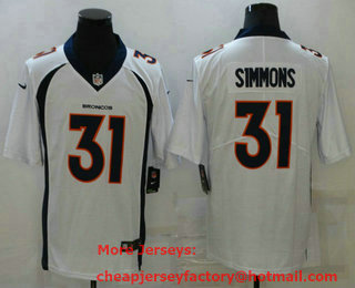 Men's Denver Broncos #31 Justin Simmons White 2021 Vapor Untouchable Stitched NFL Nike Limited Jersey