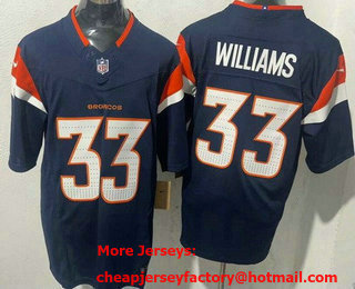 Men's Denver Broncos #33 Javonte Williams Limited Navy FUSE Vapor Jersey