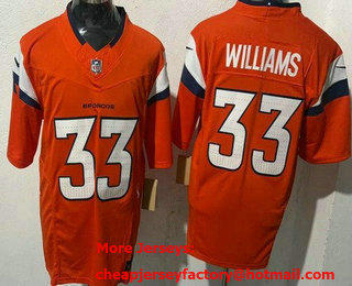 Men's Denver Broncos #33 Javonte Williams Limited Orange FUSE Vapor Jersey