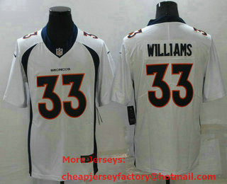 Men's Denver Broncos #33 Javonte Williams White 2021 Vapor Untouchable Stitched Nike Limited Jersey