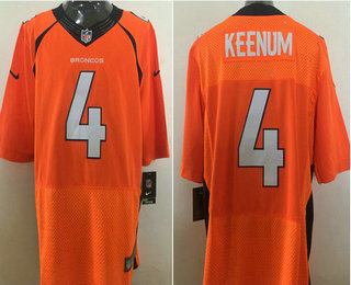 Men's Denver Broncos #4 Case Keenum Orange Team Color NFL Nike Elite Jersey