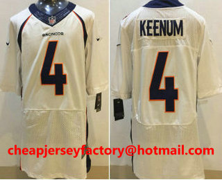 Men's Denver Broncos #4 Case Keenum White Road Stitched NFL Nike Elite Jersey