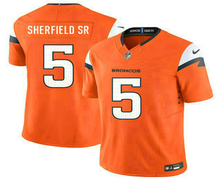 Men's Denver Broncos #5 Trent Sherfield Sr Orange FUSE Vapor Limited Stitched Jersey