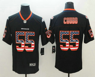 Men's Denver Broncos #55 Bradley Chubb 2018 USA Flag Fashion Black Color Rush Stitched Nike Limited Jersey