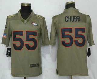 Men's Denver Broncos #55 Bradley Chubb Olive 2017 Salute To Service Stitched NFL Nike Limited Jersey