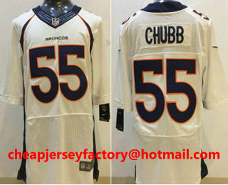 Men's Denver Broncos #55 Bradley Chubb White Road Stitched NFL Nike Elite Jersey