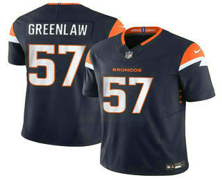 Men's Denver Broncos #57 Dre Greenlaw Navy FUSE Vapor Limited Stitched Jersey