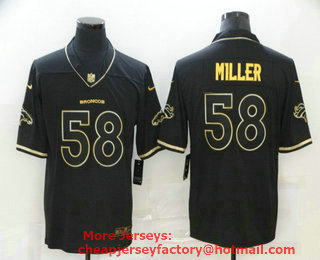 Men's Denver Broncos #58 Von Miller Black 100th Season Golden Edition Jersey