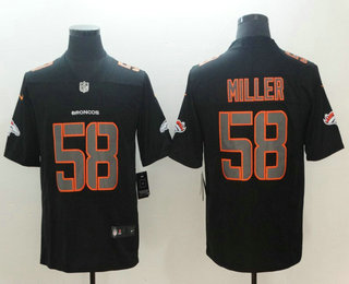 Men's Denver Broncos #58 Von Miller Black 2018 Fashion Impact Black Color Rush Stitched NFL Nike Limited Jersey
