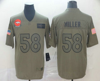 Men's Denver Broncos #58 Von Miller NEW Olive 2019 Salute To Service Stitched NFL Nike Limited Jersey