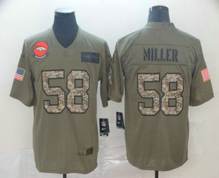 Men's Denver Broncos #58 Von Miller Olive Camo 2019 Salute To Service Stitched NFL Nike Limited Jersey