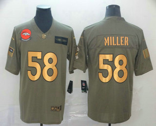 Men's Denver Broncos #58 Von Miller Olive Gold 2019 Salute To Service Stitched NFL Nike Limited Jersey