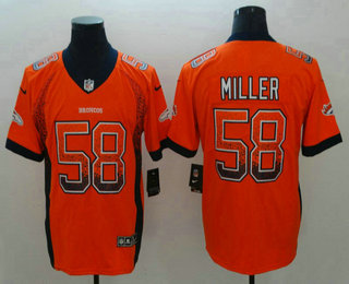 Men's Denver Broncos #58 Von Miller Orange 2018 Fashion Drift Color Rush Stitched NFL Nike Limited Jersey