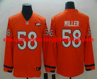Men's Denver Broncos #58 Von Miller Orange Therma Long Sleeve Limited Jersey