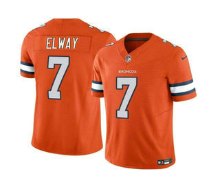 Men's Denver Broncos #7 John Elway Orange 2023 FUSE Vapor Stitched Jersey