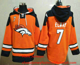Men's Denver Broncos #7 John Elway Orange Ageless Must Have Lace Up Pullover Hoodie