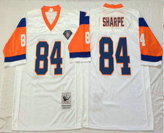 Men's Denver Broncos #84 Shannon Sharpe White 75TH Throwback Jersey by Mitchell & Ness