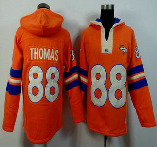 Men's Denver Broncos #88 Demaryius Thomas Orange Team Color 2015 NFL Hoody