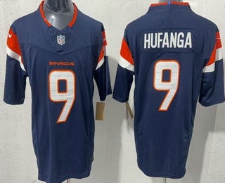 Men's Denver Broncos #9 Talanoa Hufanga Limited Navy FUSE Vapor Jersey
