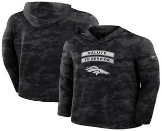 Men's Denver Broncos Black 2026 Salute to Service Sideline Lightweight Hoodie Long Sleeve Top