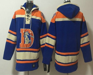 Men's Denver Broncos Blank Orange Ageless Must Have Lace Up Pullover Hoodie
