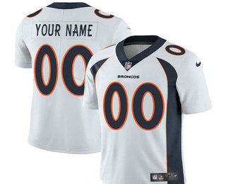 Men's Denver Broncos Custom Vapor Untouchable White Road NFL Nike Limited Jersey