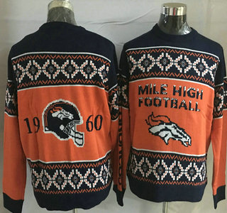 Men's Denver Broncos Orange With Blue NFL Sweater 01