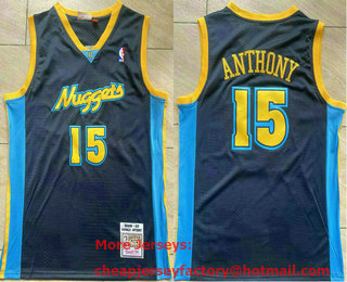 Men's Denver Nuggets #15 Carmelo Anthony Navy Blue 2006-07 Hardwood Classics Throwback Jersey