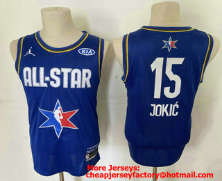 Men's Denver Nuggets #15 Nikola Jokic Blue Jordan Brand 2020 All-Star Game Swingman Stitched NBA Jersey