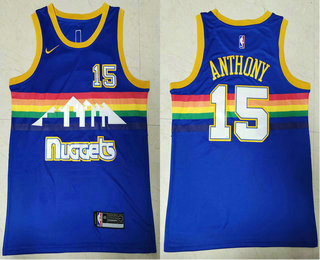 Men's Denver Nuggets #15 Nikola Jokic Blue Rainbow Hardwood Classics Nike Swingman Stitched NBA Jersey