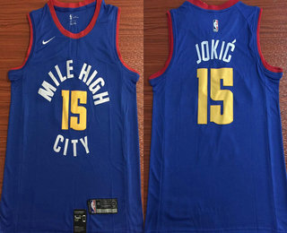 Men's Denver Nuggets #15 Nikola Jokic New Light Blue 2019 Nike Swingman Stitched NBA Jersey