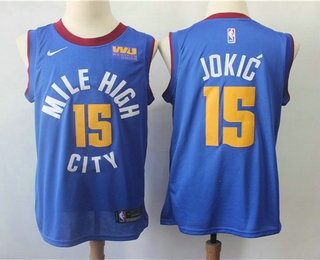 Men's Denver Nuggets #15 Nikola Jokic New Light Blue 2019 Nike Swingman Western Union Stitched NBA Jersey
