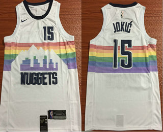 Men's Denver Nuggets #15 Nikola Jokic New White 2019 City Edition NBA Swingman Stitched NBA Jersey