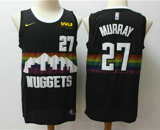 Men's Denver Nuggets #27 Jamal Murray Black 2020 Nike City Edition Swingman Jersey With The Sponsor Logo