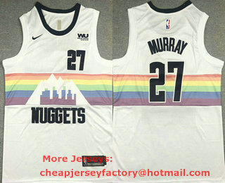 Men's Denver Nuggets #27 Jamal Murray White 2020 Nike City Edition Swingman Jersey With The Sponsor Logo