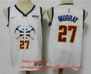 Men's Denver Nuggets #27 Jamal Murray White Nike Swingman 2021 Earned Edition Stitched Jersey With Sponsor Logo