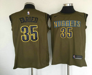 Men's Denver Nuggets #35 Kenneth Faried Olive Stitched Nike Swingman Jersey