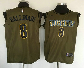 Men's Denver Nuggets #8 Danilo Gallinari Olive Stitched Nike Swingman Jersey