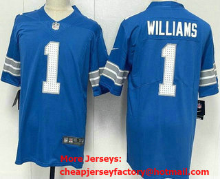 Men's Detroit Lions #1 Jameson Williams Limited Blue Vapor Jersey