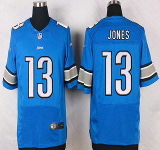 Men's Detroit Lions #13 T. J. Jones Light Blue Team Color NFL Nike Elite Jersey