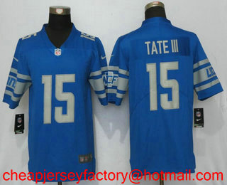 Men's Detroit Lions #15 Golden Tate III Light Blue 2017 Vapor Untouchable Stitched NFL Nike Limited Jersey