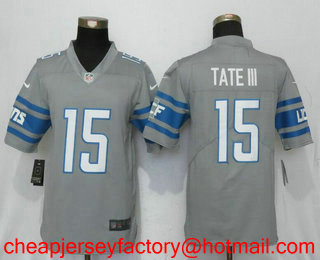 Men's Detroit Lions #15 Golden Tate III Steel Gray 2017 Color Rush Stitched NFL Nike Limited Jersey
