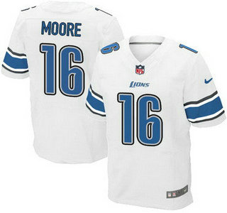 Men's Detroit Lions #16 Lance Moore White Road NFL Nike Elite Jersey