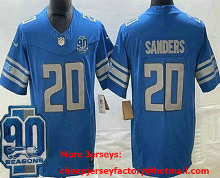 Men's Detroit Lions #20 Barry Sanders Limited Blue 90th Season FUSE Vapor Jersey